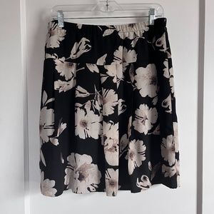 LOFT Floral Skirt, Black/Cream, Medium